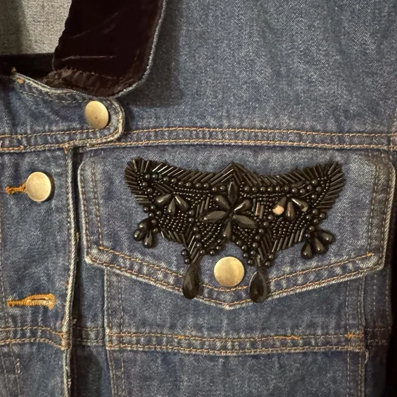 Palmer E Palmer Australia VTG Medium Western Velvet Embellished Denim Jacket - Picture 5 of 7